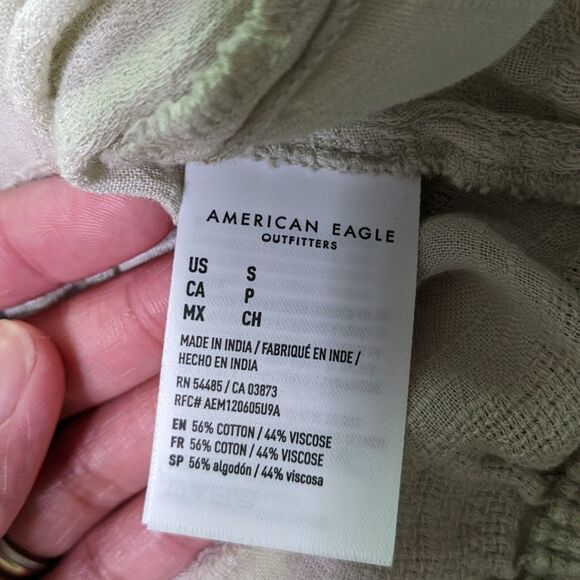 AE Muted Green Gauze One Shoulder Ruffles Flirty Top Size M Measurements 👇 - Picture 5 of 6